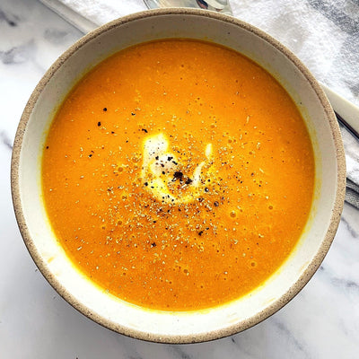 Frozen cook food spiced pumpkin soup